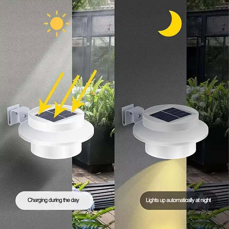 KDULIT Solarbetriebene Außenleuchten mit 3 LED-Lampen in Weiß für Garten und Terrasse mit warmweißem Licht und Dämmerungssensor - Bild 3