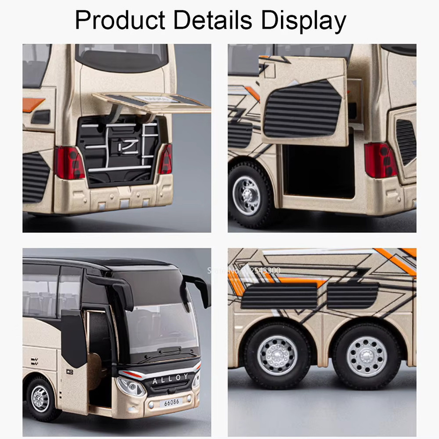 DUFFDUN Business Bus Modell Spielzeugauto, 1:30, Metall, mit Musik und Licht - Bild 4
