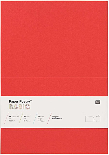 Rico Design Paper Poetry Klappkarten Basic B6 in Rot, 10 Stück - Bild 1