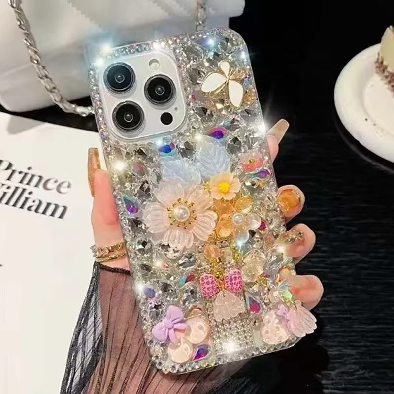 Sunjolly Strass Handyhülle mit Diamant-Design für iPhone 16 15 14 13 12 11 Pro Max in Grün Multicolour - Bild 4