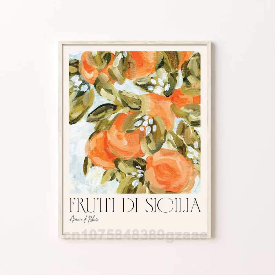 Kayou Frutti Di Sicilia Poster, selbstklebender floraler Papieraufkleber in Mehrfarbig, Wanddekoration mit mediterranem Blumenmotiv, B/H: 15 x 15 cm - Bild 4