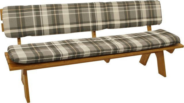 DEGAMO Auflagenset SEATTLE für 4-Sitzer Bank, 195 cm, grau/beige kariert, 2-teilig - Bild 1