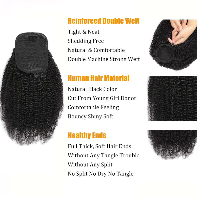 Newmi Afro Kinky Curly Echthaar Extensions, 10-24 Zoll - Bild 2