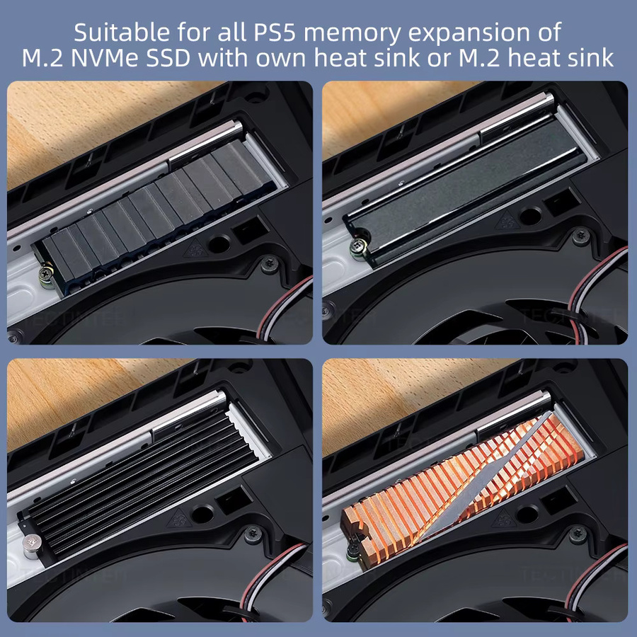 TECTINTER SSD Kühlkörper und Staubschutz für PS5 Slim und PS5 Pro, Aluminium Wärmeableitung für NVMe M.2 SSD, Silber - Bild 4