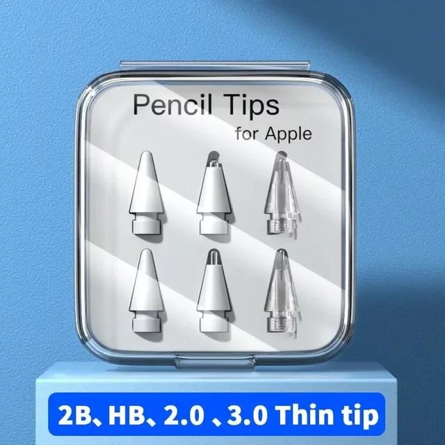 Apple Pencil Ersatzspitzen Set in Weiß für Apple Pencil 1. und 2. Generation mit 2B und HB Härtegraden (3.0 Soft & Hard) - Bild 1