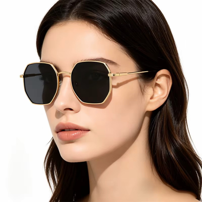 BOLGARENI Sonnenbrille, hexagonal, Vollrand, Metall, gold, Unisex - Bild 3