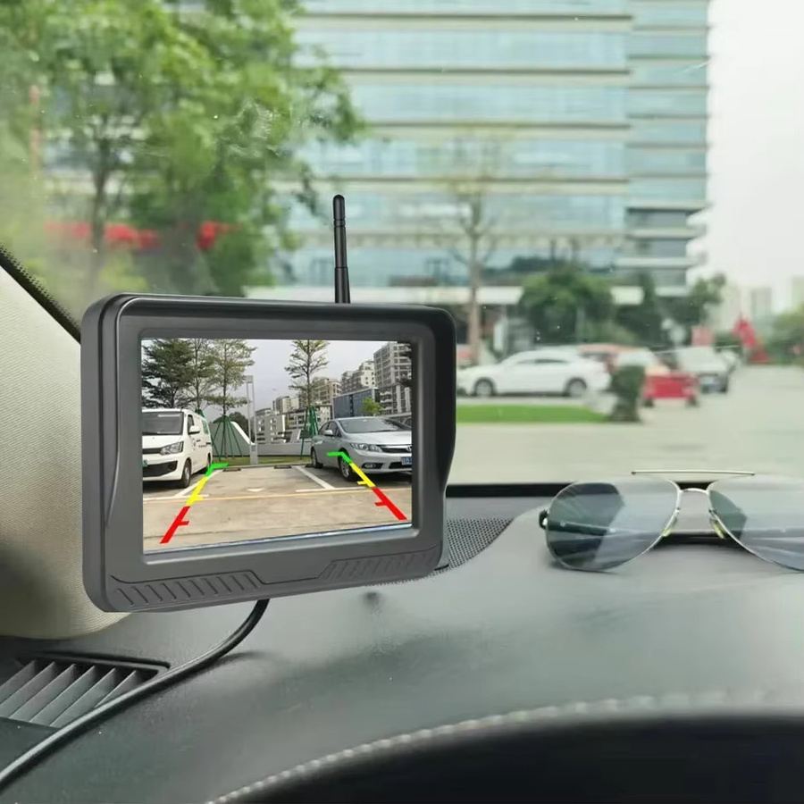 QXNY Solar Wireless Rückfahrkamera Set mit 5 Zoll Monitor in Full HD 1080P und Nachtsicht, Schwarz - Bild 3