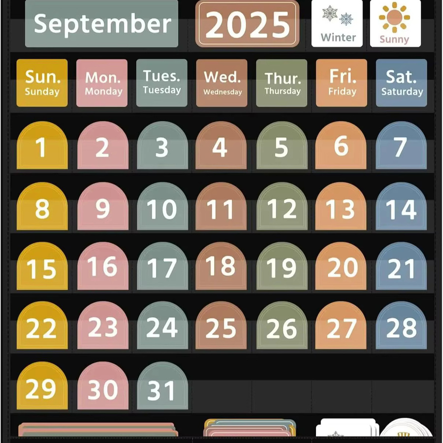 Boho-Kalender mit 96 Karten in Weiß und Multicolour als Organisations-Tool für das Klassenzimmer und Homeschooling - Bild 7