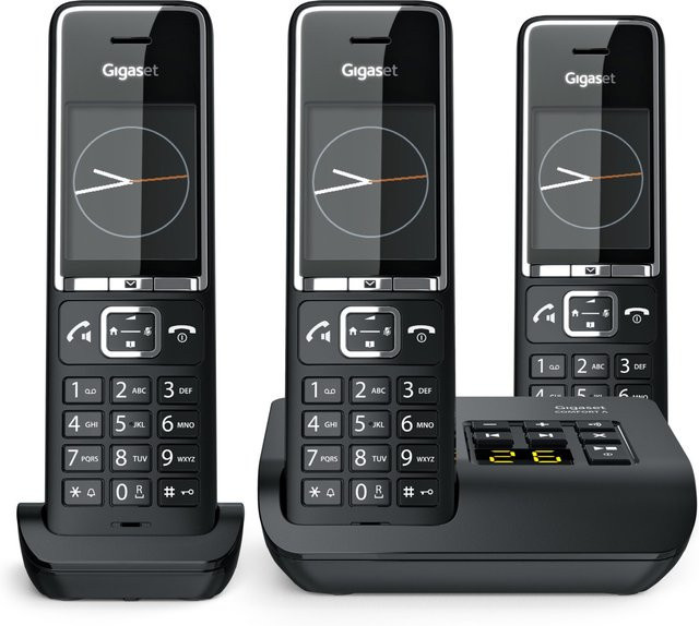 Gigaset Comfort 550A Trio Schnurloses Telefon Set mit Anrufbeantworter und Freisprecheinrichtung in Schwarz/Silber - Bild 1