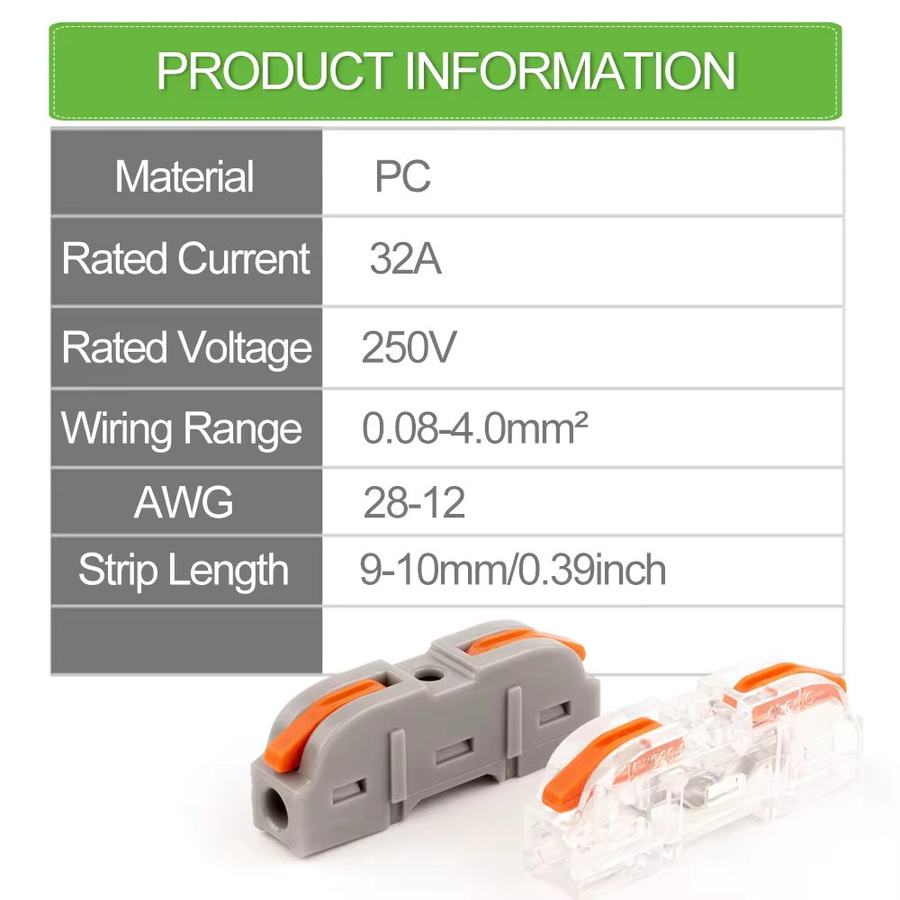34 oder 50 Stück Hebelkabelverbinder für schnelle Verbindungen, 28–12 AWG, 1-zu-1-Inline-Kabelverbinder, kompakte isolierte Spleißklemmen - Bild 2