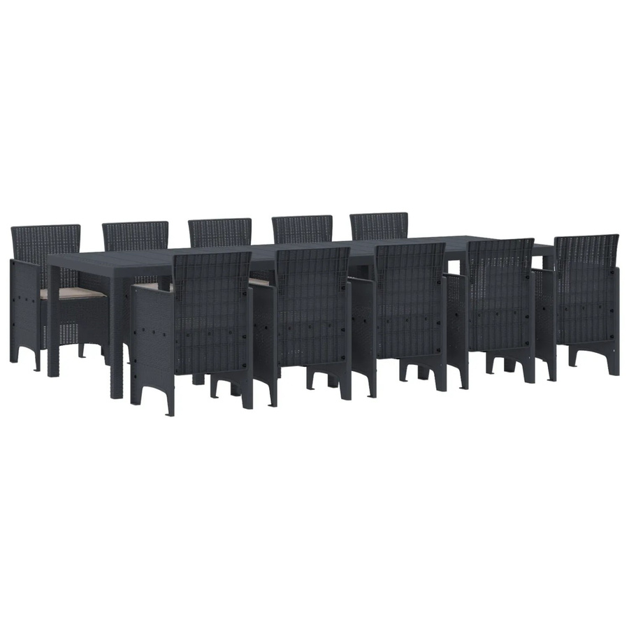 vidaXL Garten Essgruppe aus Polyrattan mit Kissen, 11-teilig, Anthrazit - Bild 2