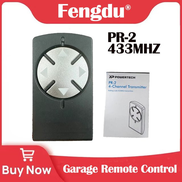 Powertech Fernbedienung PR1 PR2 PR4 R2 Schwarz 433,92 MHz Rolling Code 4-Kanal-Sender für Garagentoröffner - Bild 1