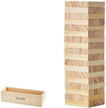 VEVOR Tumbling Timber Toy Holz-Stapelspiel mit 54 Blöcken und Aufbewahrungsbox - Bild 1