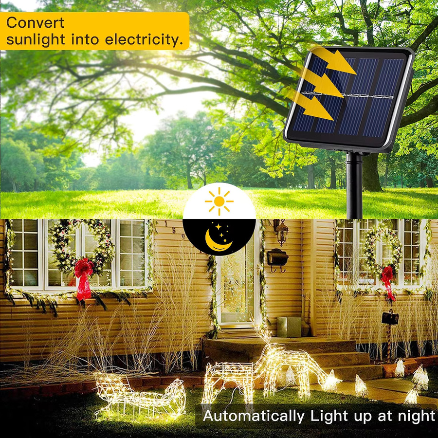 OSIDEN Solar LED Lichterkette Outdoor Wasserdicht Kupferdraht Girlande für Garten und Camping - Bild 2