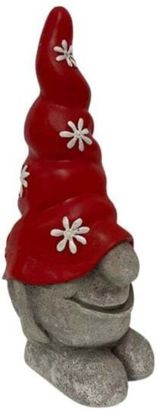 FD Dekofigur Wichtel mit Blumenmütze in Rot und Grau, B/T/H: 16 x 11 x 12 cm - Bild 1