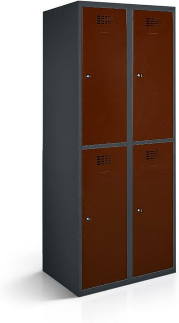rotstahl Garderobenspind mit 4 Türen in Braun und anthrazitgrauem Korpus, B/T/H: 60 x 50 x 180 cm - Bild 1