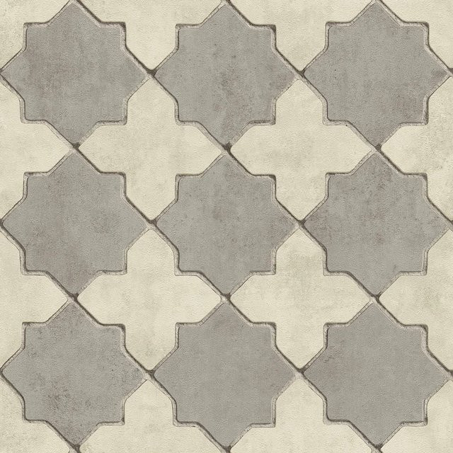Profhome Grafik Tapete Geometrisch Matt in Grau Creme und Beige, Vlies-Tapete für Wohnzimmer, Schlafzimmer und Küche, Breite: 0,53 m, Länge: 10,05 m - Bild 1