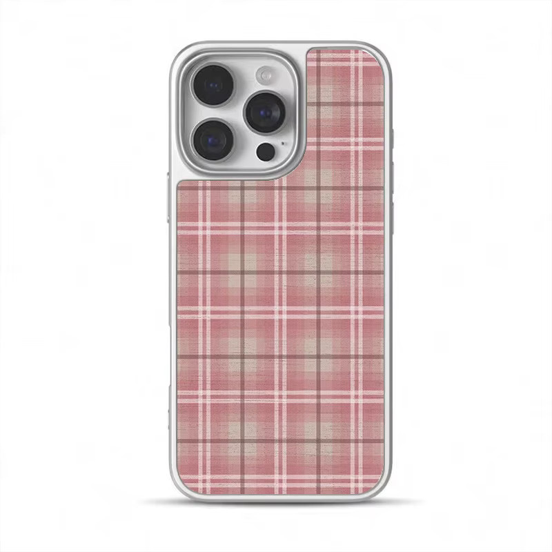 DecoPhone Hydrogel-Handyhülle mit Karomuster in Pink und Silber für iPhone 11 bis iPhone 17 Pro Max - Bild 4