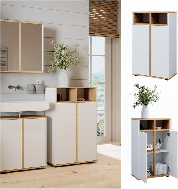 Vicco Midischrank Didi in Weiß und Eiche mit 2 Türen, B: 60 cm, H: 97 cm - Bild 1