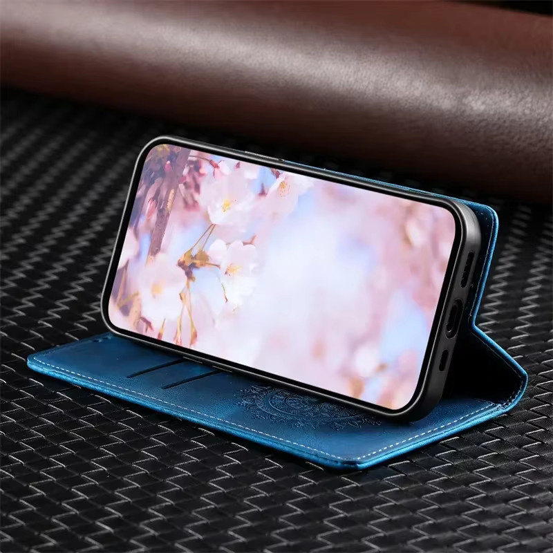 Totem Flip Case Magnetische Leder Brieftasche für Apple iPhone 16 15 14 13 12 11 Pro Max Plus Mini XR XS Purple - Bild 3