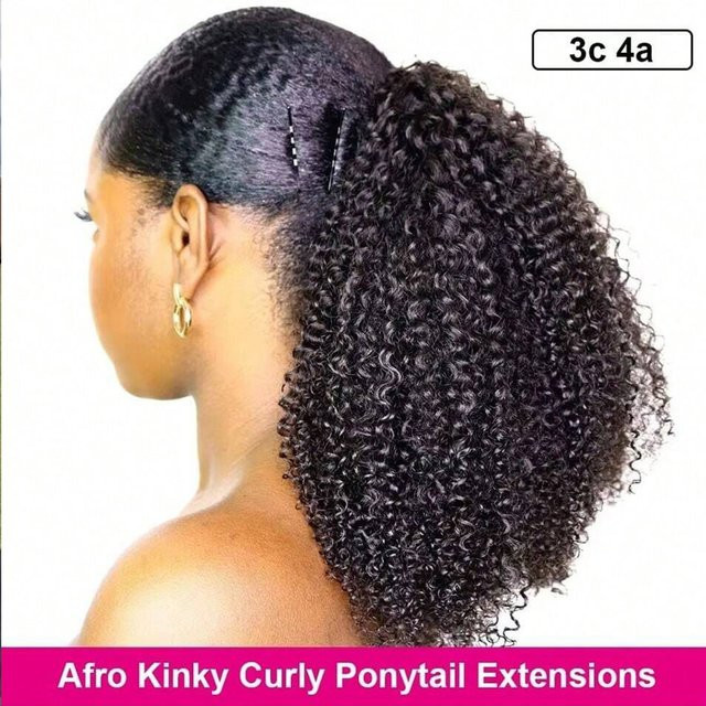 Tomiyaa Kinky Curly Echthaar-Extensions, 10-24 Zoll, 4b 4c Afro, Clip-in - Bild 1