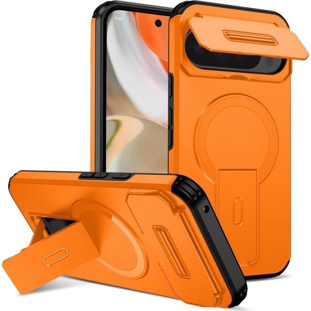 Armor Funda Schutzhülle für Google Pixel 10 Pro XL, Google Pixel 10A und Google Pixel 10 mit schiebendem Kameraobjektivschutz und magnetischer kabelloser Ladeabdeckung in Orange - Bild 1