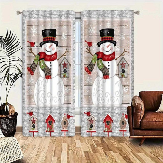 Yiran Furniture Weihnachtsbaum Schneeflocken Vorhang mit Kugeln, 2er-Set, Weiß, B: 50 cm, H: 60 cm - Bild 1