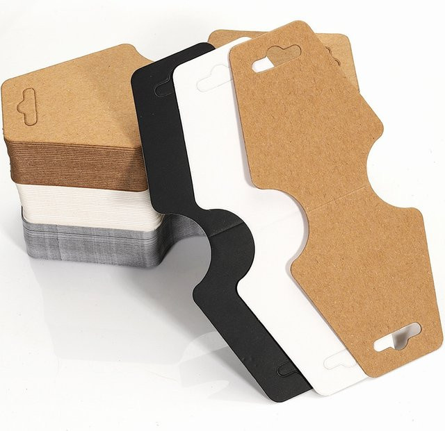 Schmuck Display Karten aus Kraftpapier für Halsketten und Armbänder in Schwarz, Weiß und Khaki (50 oder 100 Stück) - Bild 1