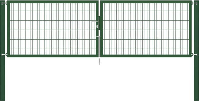 Doppeltor Flexo Plus in Grün aus Stahl mit Pfosten, Breite: 400 cm, Höhe: 120 cm, Pfosten: 100 x 100 cm - Bild 1