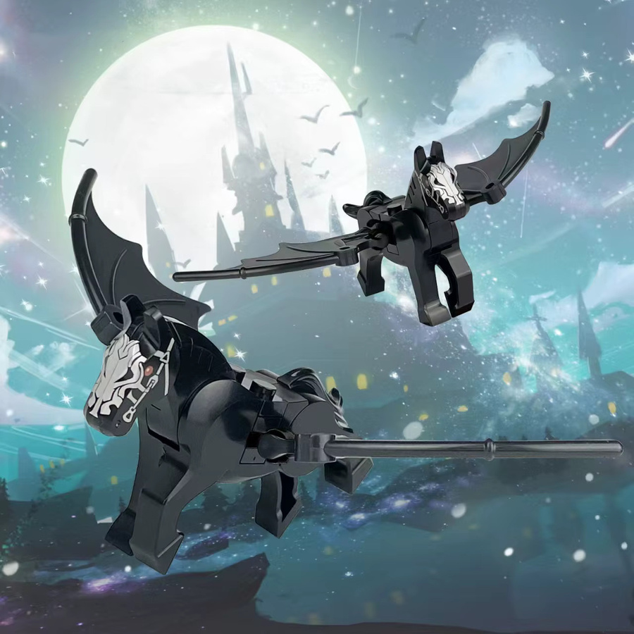 HOVFELER Magische Pegasus Szene Bauklotz Set in Schwarz und Weiß für Kinder - Bild 2