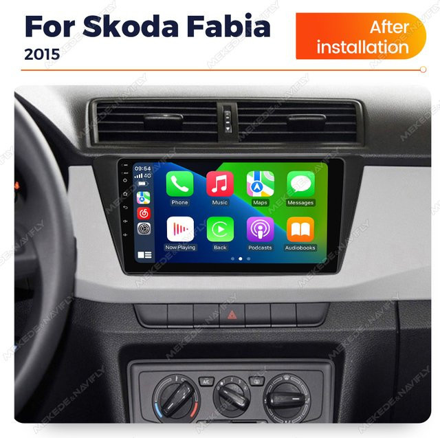 MEKEDE Android 14 Autoradio mit IPS-Bildschirm für Skoda Fabia 3 III 2015-2019, Kabelloses Carplay Multimedia-Player Audio-Stereo-Headunit, Schwarz - Bild 1