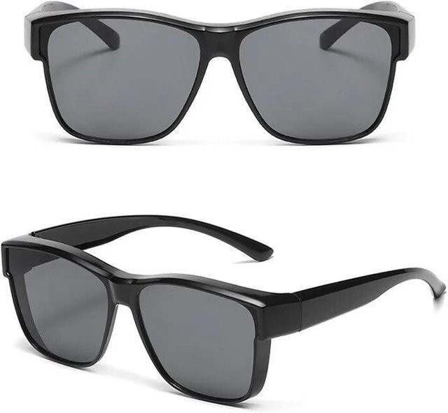 Binchi Outdoor Equipment Sonnenbrille zum Überziehen, Vollrand, grau, schwarz, Kunststoff, Damen - Bild 1