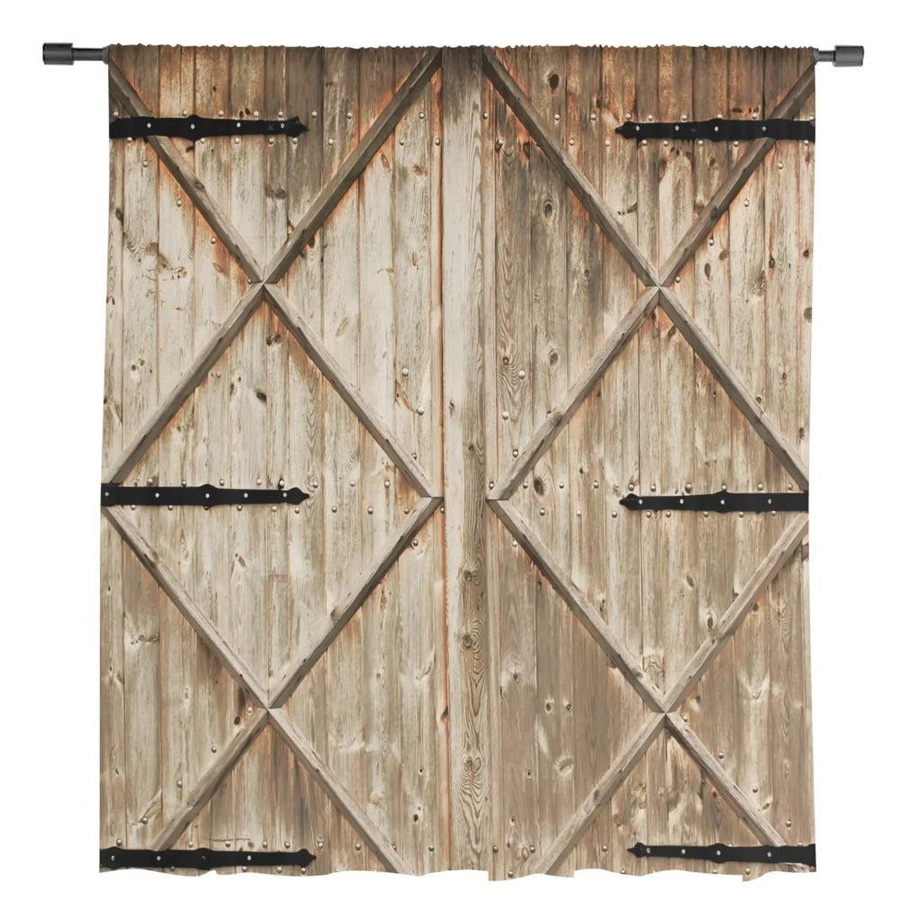Yiran Furniture Bauernhof Scheune Holztür Vorhang aus transparentem Voile mit Ösen, Breite: 135 cm, Höhe: 115 cm - Bild 2