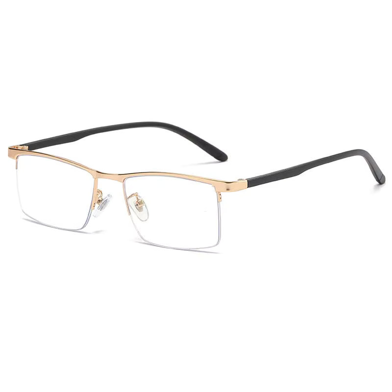 Retro Business Lesebrille Herren, Halbrahmen, rechteckig, gold - Bild 2