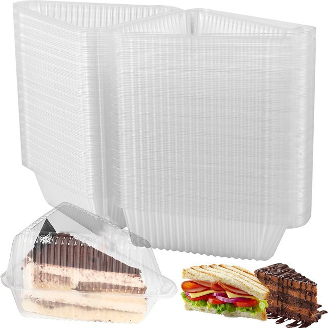 Willstar Dessertboxen für Kuchenscheiben, 100 oder 300 Stück, transparent, dreieckige Lebensmittelverpackung aus Kunststoff mit Snap-Lid, stapelbar - Bild 1