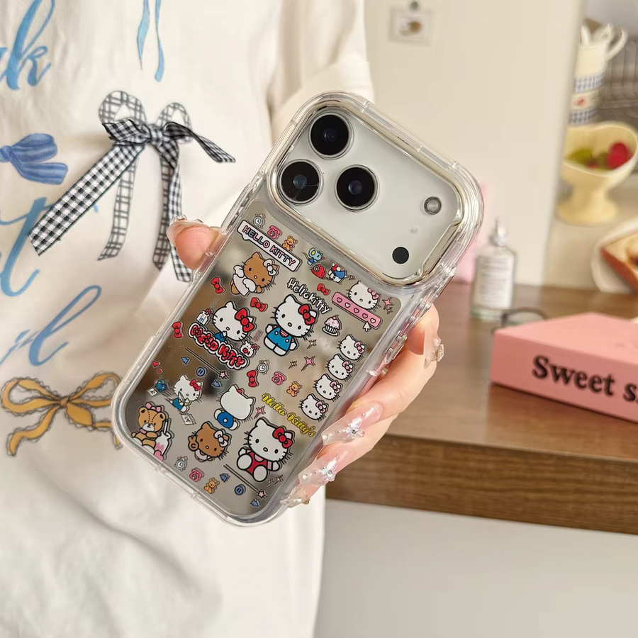 Sanrio Hello Kitty Handyhülle mit 360 Grad drehbarem Make-up-Spiegel und Ringhalterung für iPhone 17 16 15 14 13 Pro Max - Bild 5