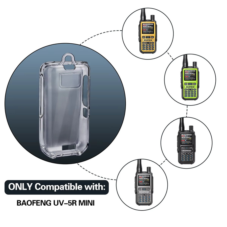 Baofeng 5R Mini Walkie Talkie Transparente Schutzhülle aus TPU-Softcase in Transparent und Grau - Bild 2