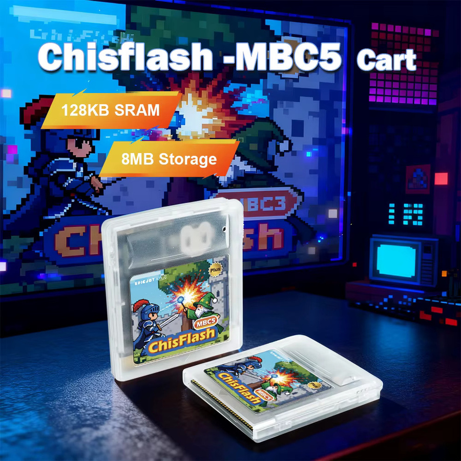 ChisFlash GBC/GB MBC5-Patrone mit 8 MB Speicher und 128 KB SRAM für Gameboy und Gameboy Advance in Weiß - Bild 2