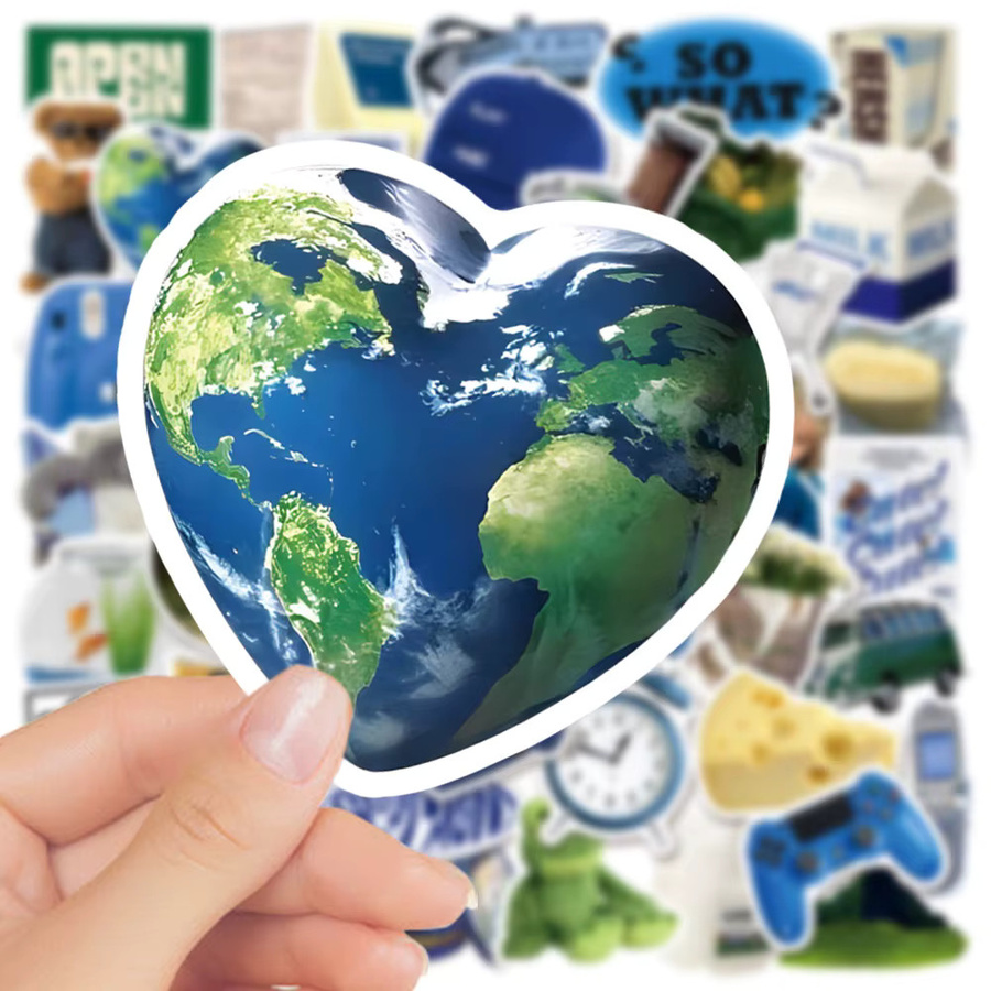 50 Stück Blaue Aufkleber im Ins-Stil für Telefon, Kühlschrank, Gitarre, Skateboard und Helm von BulingBulingStickers Shop - Bild 2