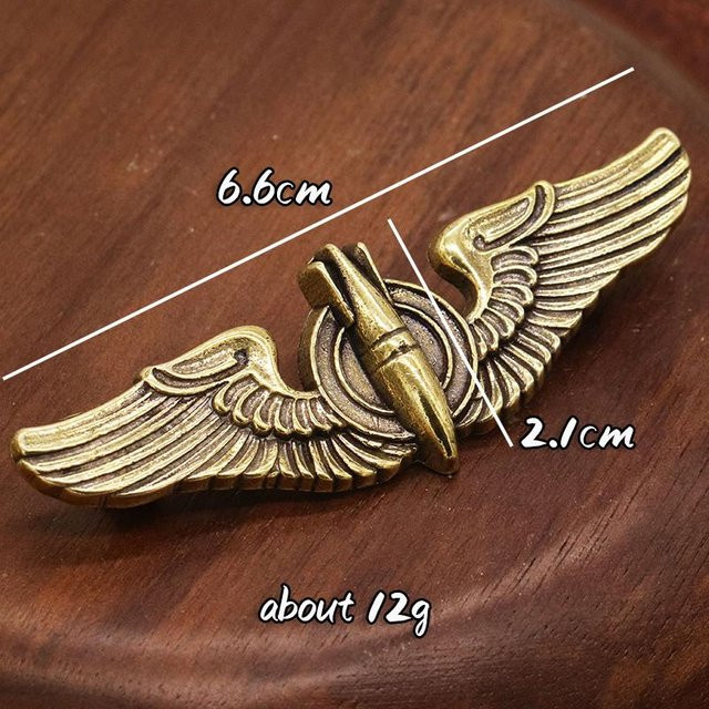 Binchi Outdoor Product Retro Messing Knopf United States Air Force Fliegerabzeichen Logo Adler Flügel Rakete Schwarz Gold - Bild 1