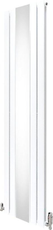 Paneelheizkörper mit Spiegel und Chrom Thermostatventilen in Weiß von MONSTER-SHOP, B/H: 1800 x 425 mm - Bild 1