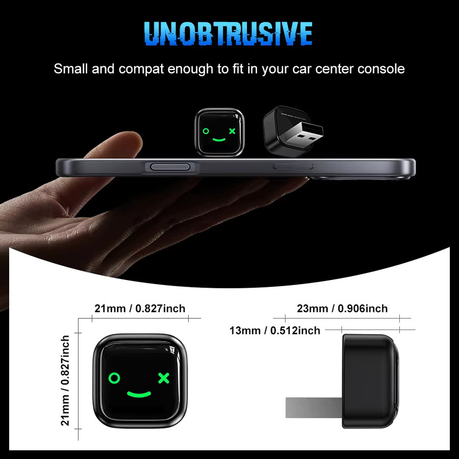 Icreative 2-in-1 Kabelloser Mini-Adapter für Apple CarPlay und Android Auto Dongle in Schwarz oder Grau - Bild 5