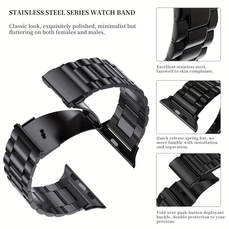 Uhrenarmband Edelstahl, Schwarz, Unisex - Bild 2