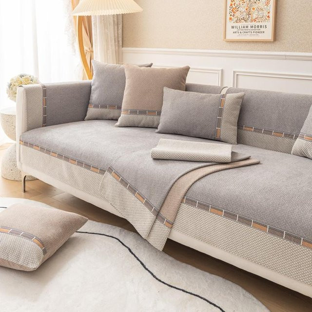 Rutschfester Sofabezug mit Ananas-Muster in Grau für L-Form Chaiselongue und Ecksofas, Breite: 70 cm, Breite: 70 cm - Bild 1