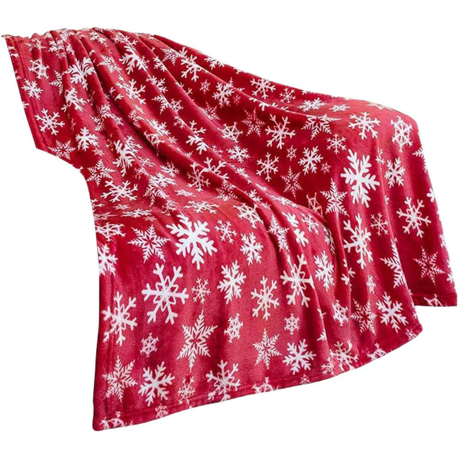 Weihnachtsdecke aus weichem Fleece in Rot für Sofa und Bett - Bild 3