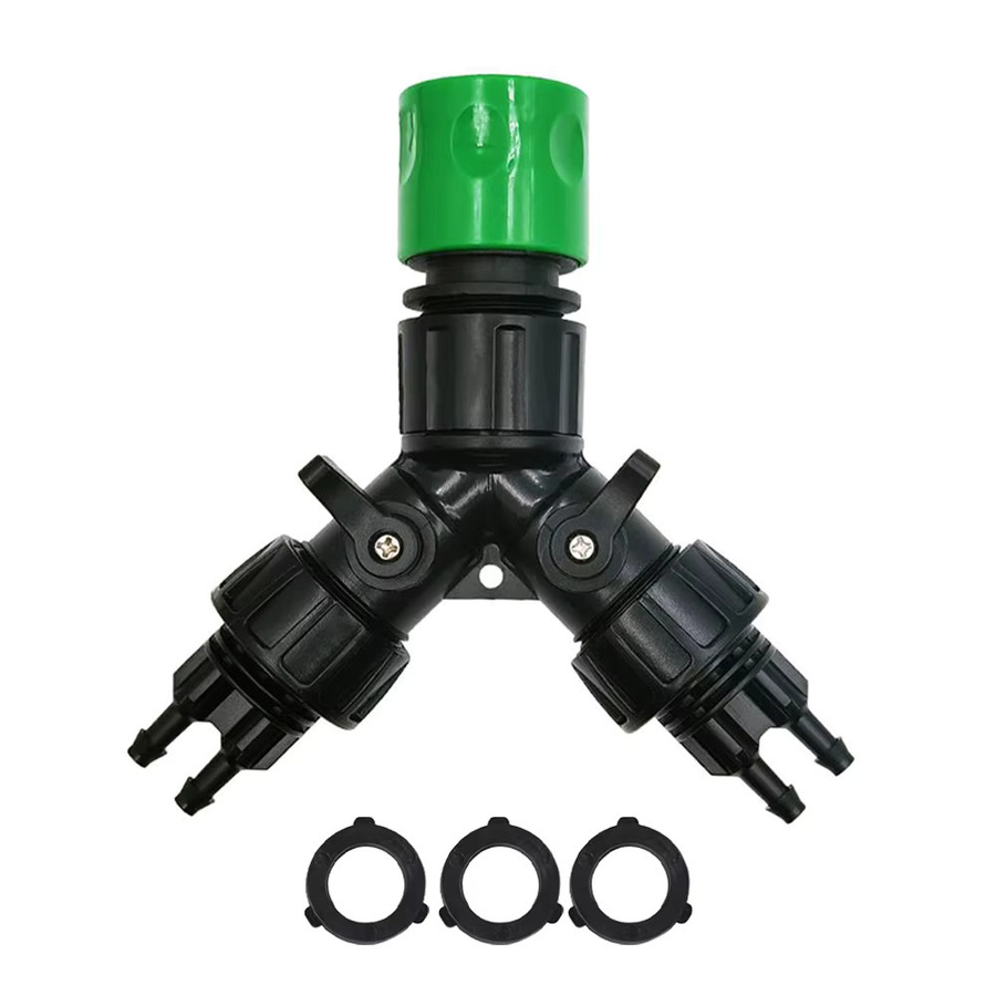 Pengliu 4-Wege-Wasserhahn-Adapter für Tropfbewässerungssysteme, 1/4 Zoll Schlauchanschluss, Grün - Bild 3