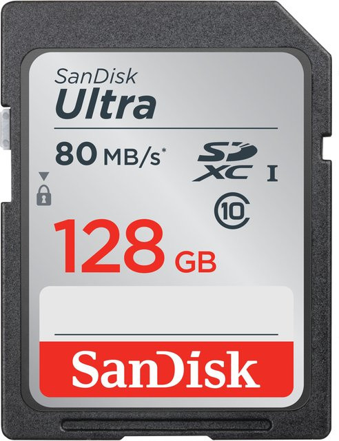 SanDisk Ultra SDXC Speicherkarte Class 10 mit 128 GB in Grau - Bild 1