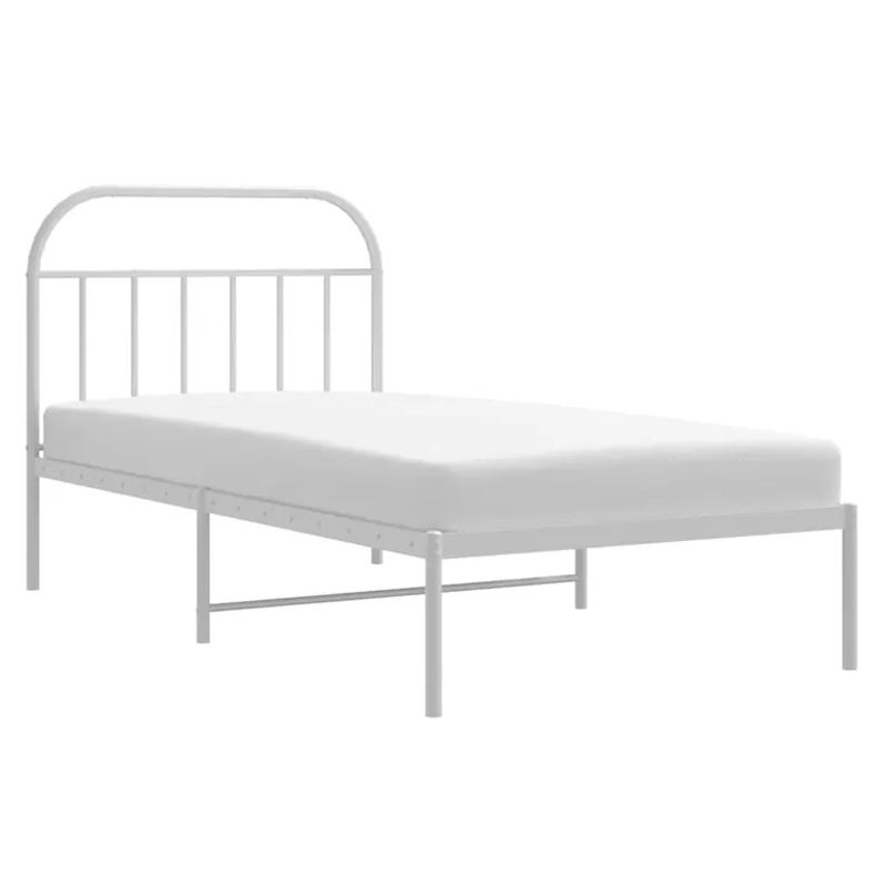 Vidaxl Metall-Bettgestell mit Kopfteil in Weiß, B/T: 100 x 200 cm - Bild 3