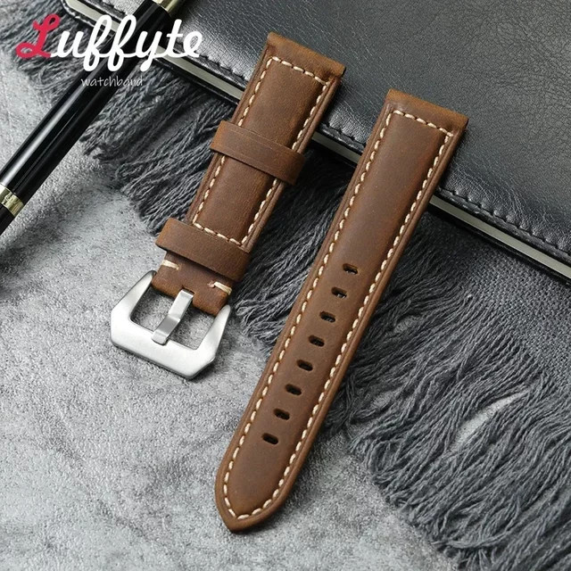 Luffyte Uhrenarmband Leder, Schwarz, Herren - Bild 1