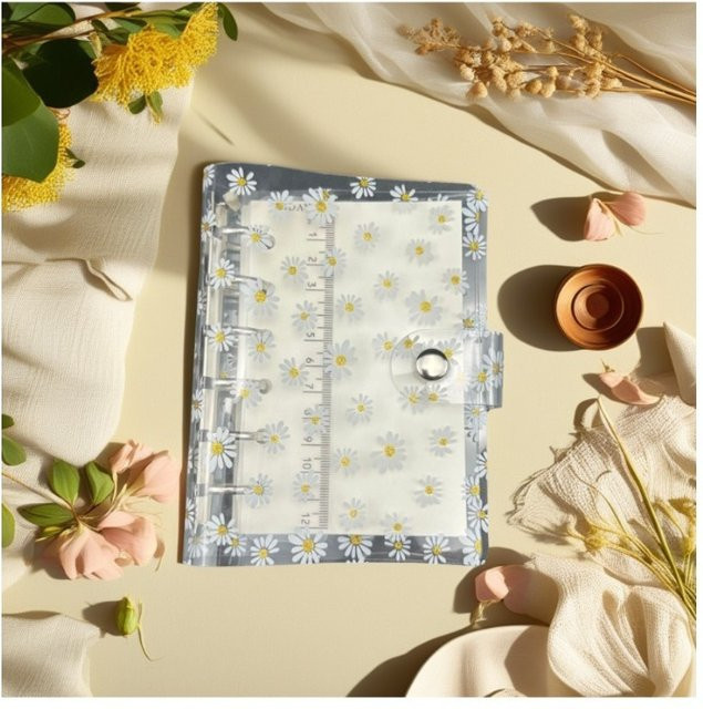A6 Notizbuch mit transparenter PVC-Hülle und niedlichem Gänseblümchen-Design im japanischen und koreanischen Stil - Bild 1